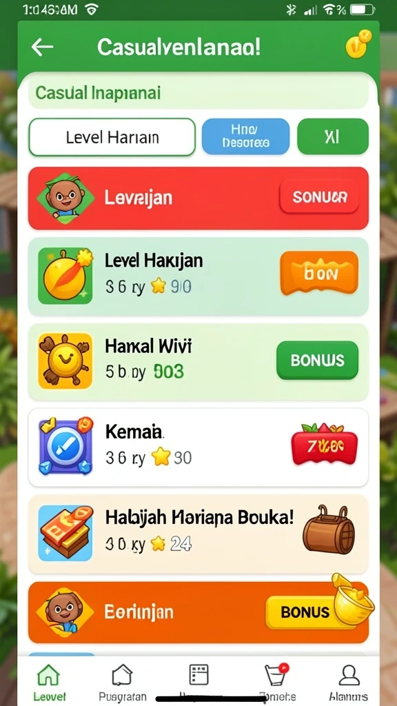 Tampilan awal permainan yang menarik dan mudah dinavigasi.