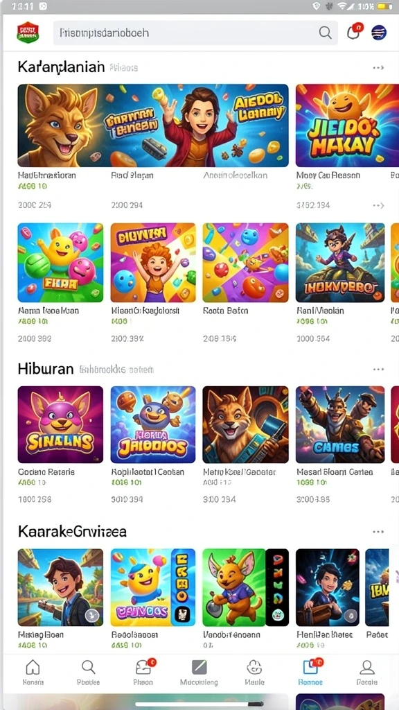 Screenshot ini menggambarkan berbagai tema slot yang tersedia.